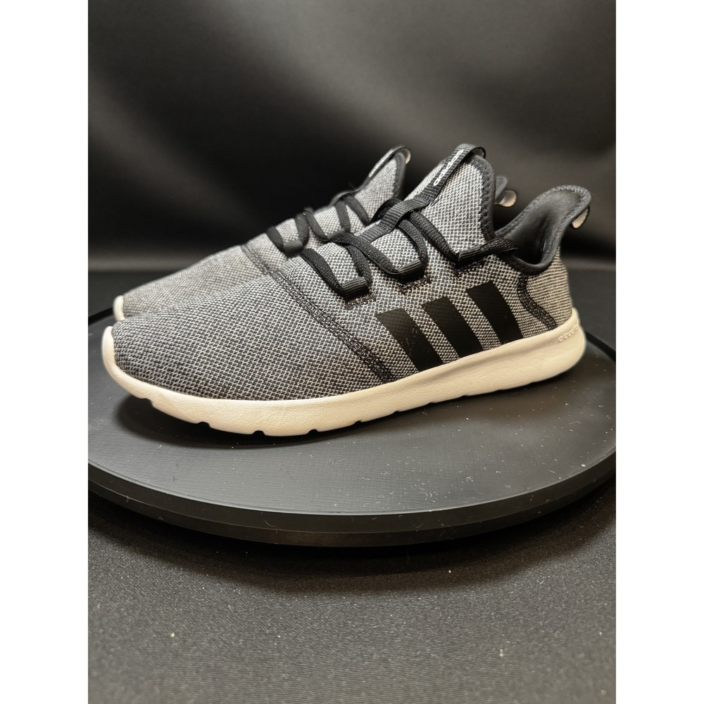 Adidas Womens 11 Gray Black Knit Cloudfoam Running Athletic Sneakers Shoes
